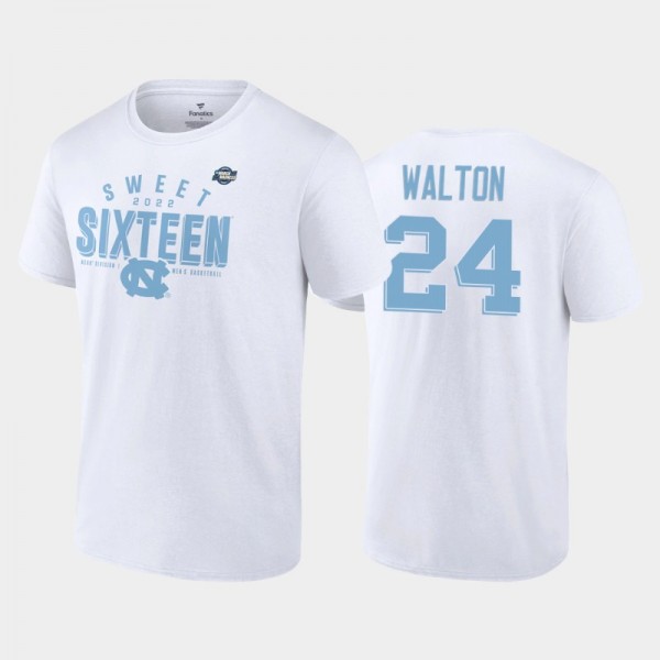 UNC College Basketball Kerwin Walton #24 2022 NCAA Men's Basketball Tournament March Madness Sweet Sixteen Jumpball White T-Shirt