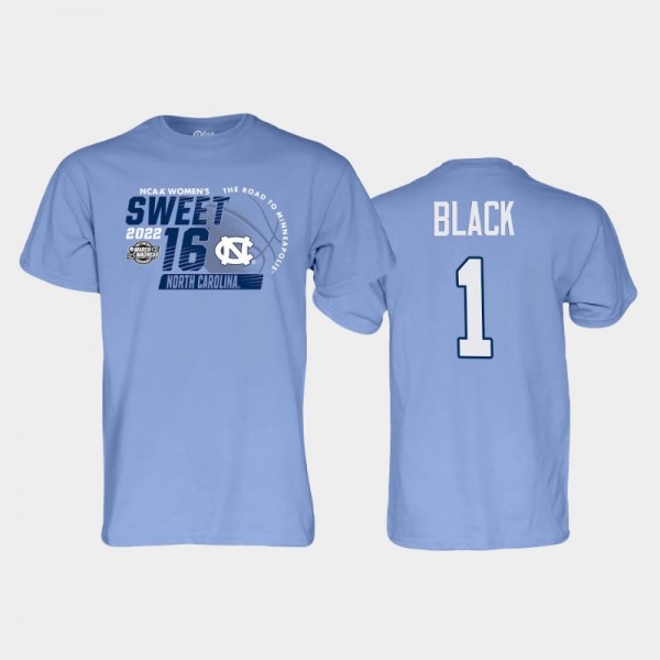 UNC College Basketball Leaky Black #1 2022 NCAA Women's Basketball Tournament March Madness Sweet Sixteen Jumpball Blue T-Shirt