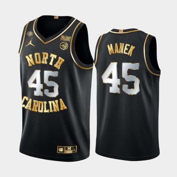 North Carolina Tar Heels College Basketball 2022 Final Four #45 Brady Manek Black Gold Golden Edition Jersey