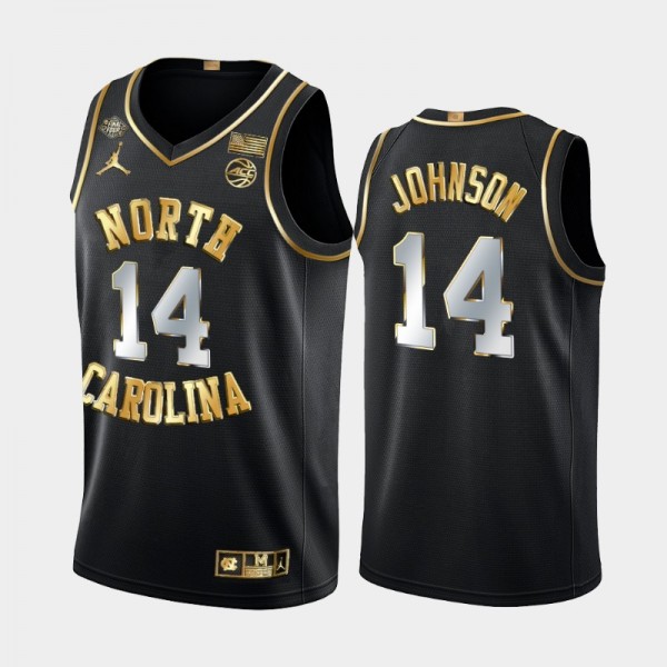 North Carolina Tar Heels College Basketball 2022 Final Four #14 Puff Johnson Black Gold Golden Edition Jersey