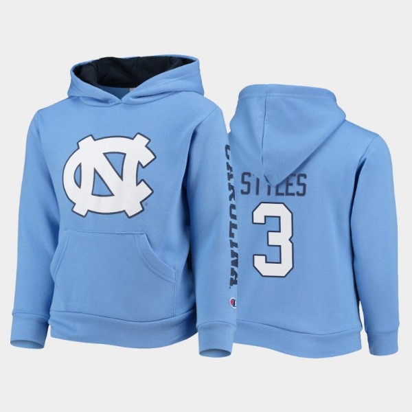 Youth UNC Tar Heels College Basketball #3 Dontrez Styles Field Day 2-Hit Pullover Blue Hoodie