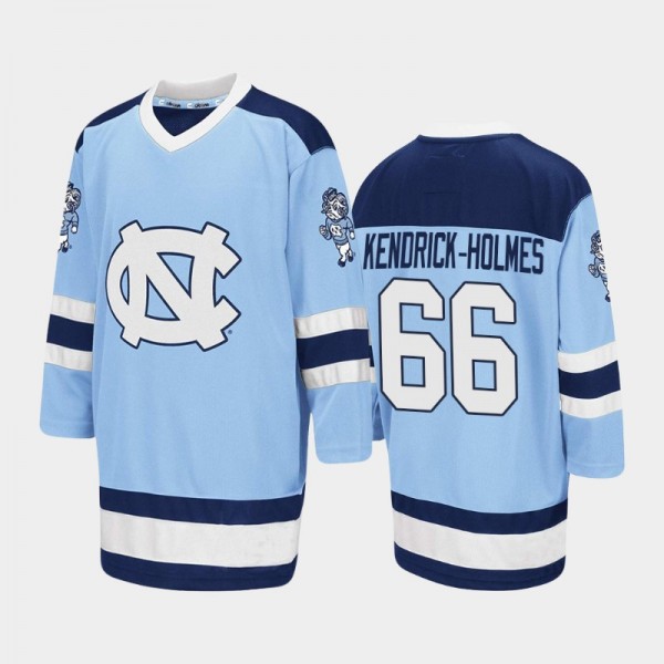 North Carolina Tar Heels College Hockey #66 Wills Kendrick-Holmes Blue Embroidery Stitched Hockey Jersey