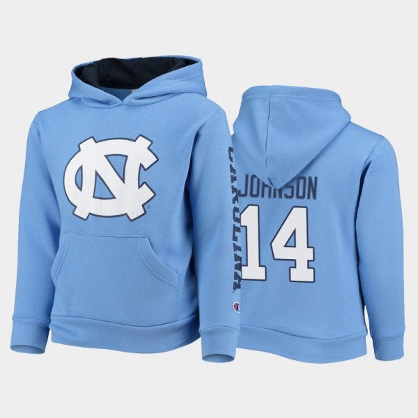 Youth UNC Tar Heels College Basketball #14 Puff Johnson Field Day 2-Hit Pullover Blue Hoodie