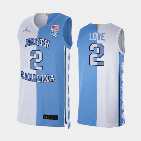 North Carolina Tar Heels College Basketball 2021 #2 Caleb Love Split Edition Blue White Jersey