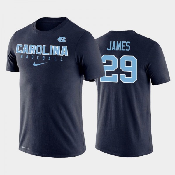 College Baseball UNC Tar Heels Nick James #29 Performance Navy T-shirt