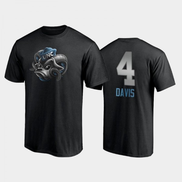 College Basketball UNC Tar Heels RJ Davis #4 Mignight Mascot Black T-Shirt