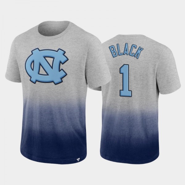 College Basketball UNC Tar Heels Leaky Black #1 Ombre Heathered Gray T-Shirt