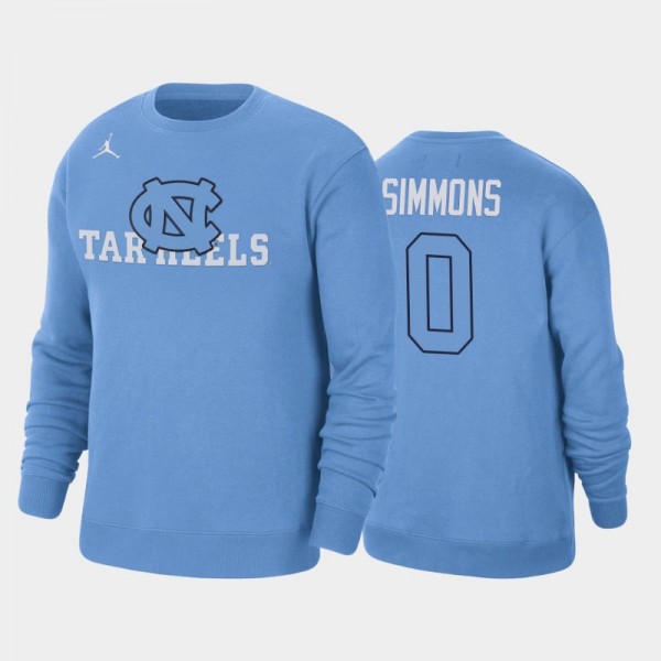 UNC Tar Heels College Football #0 Emery Simmons Fleece Pullover Blue Sweatshirt