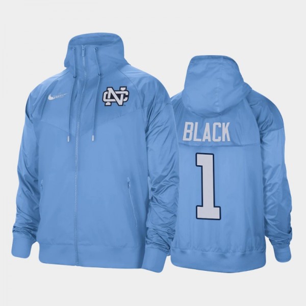 North Carolina Tar Heels College Basketball Leaky Black #1 Raglan Full-zip Windrunner Blue Jacket