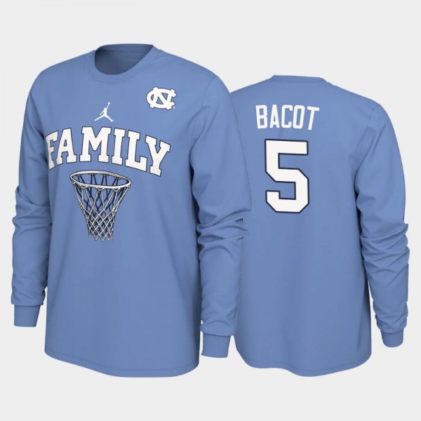 UNC Tar Heels College Basketball #5 Armando Bacot Blue 2022 March Madness Final Four Family Long Sleeve T-Shirt