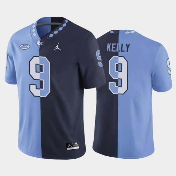 UNC Tar Heels College Football #9 Cam'Ron Kelly Split Edition Game Navy Blue Jersey