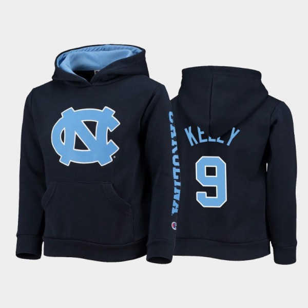 Youth UNC Tar Heels College Football #9 Cam'Ron Kelly Field Day 2-Hit Pullover Navy Hoodie