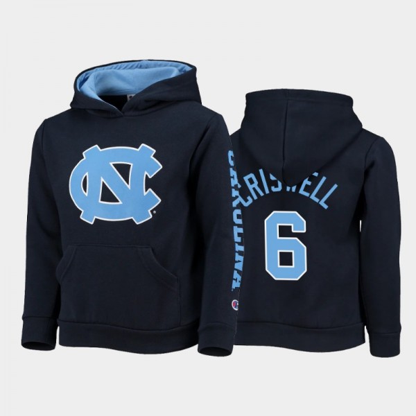 Youth UNC Tar Heels College Football #6 Jacolby Criswell Field Day 2-Hit Pullover Navy Hoodie