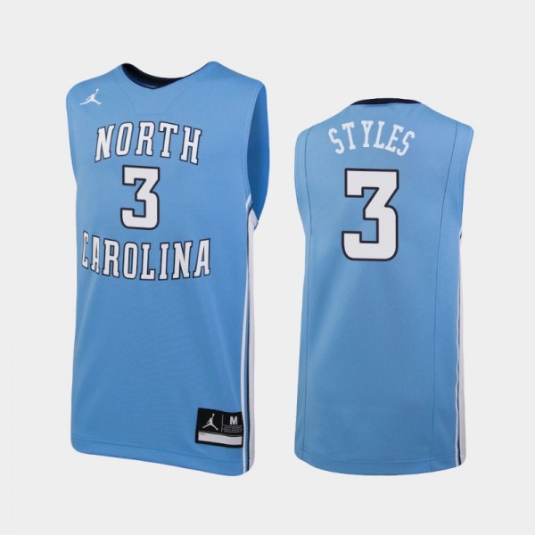 Youth UNC Tar Heels College Basketball Dontrez Styles #3 Blue Replica Jersey