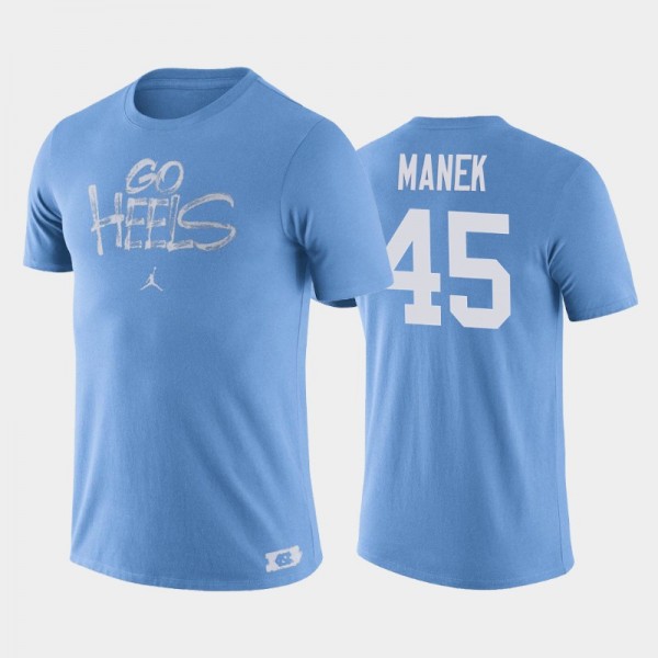 North Carolina Tar Heels College Basketball Brady Manek #45 Blue Brush Phrase T-Shirt