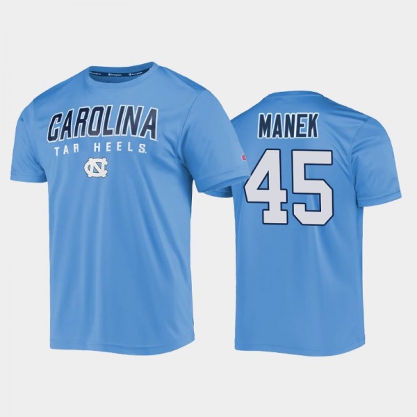 Men's North Carolina Tar Heels College Basketball Brady Manek #45 Blue Stack T-Shirt