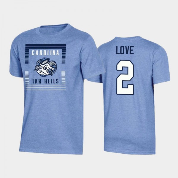 Youth North Carolina Tar Heels College Basketball Caleb Love #2 Blue Core T-Shirt