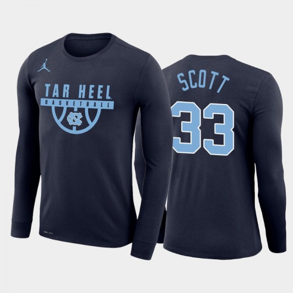 North Carolina Tar Heels College Basketball Charlie Scott #33 Navy Performance Long Sleeve T-Shirt