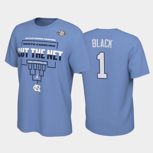 UNC Tar Heels College Basketball #1 Leaky Black Blue 2022 East Regional Champions Lock Room T-Shirt