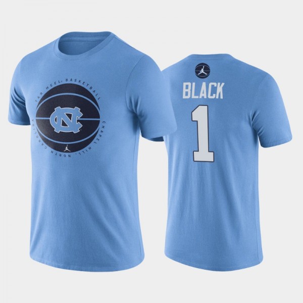 North Carolina Tar Heels College Basketball Leaky Black #1 Blue Basketball Icon T-Shirt