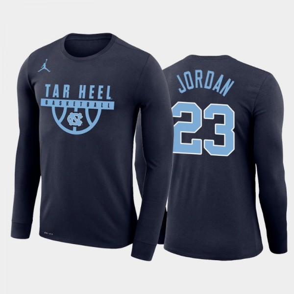 North Carolina Tar Heels College Basketball Michael Jordan #23 Navy Performance Long Sleeve T-Shirt