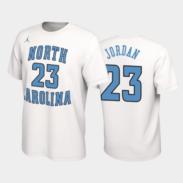 North Carolina Tar Heels College Basketball Michael Jordan #23 White Retro Alumni T-Shirt