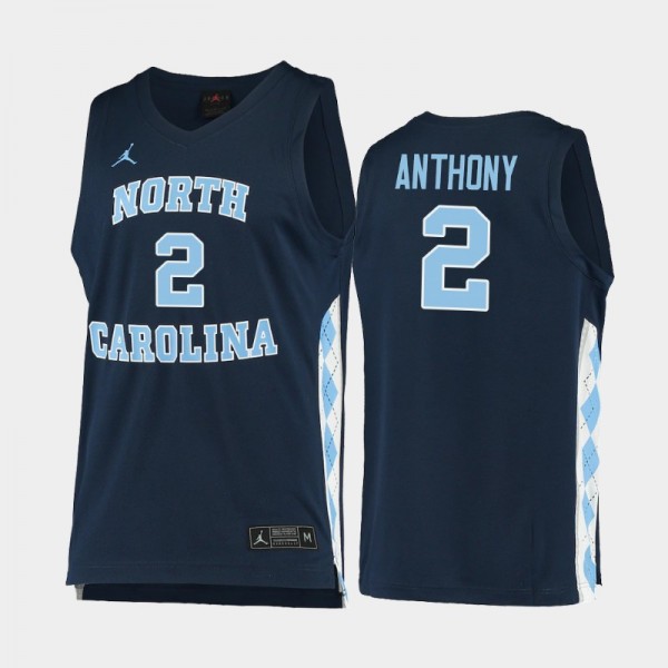 North Carolina Tar Heels Men's Basketball Cole Anthony #2 Navy Replica Jersey
