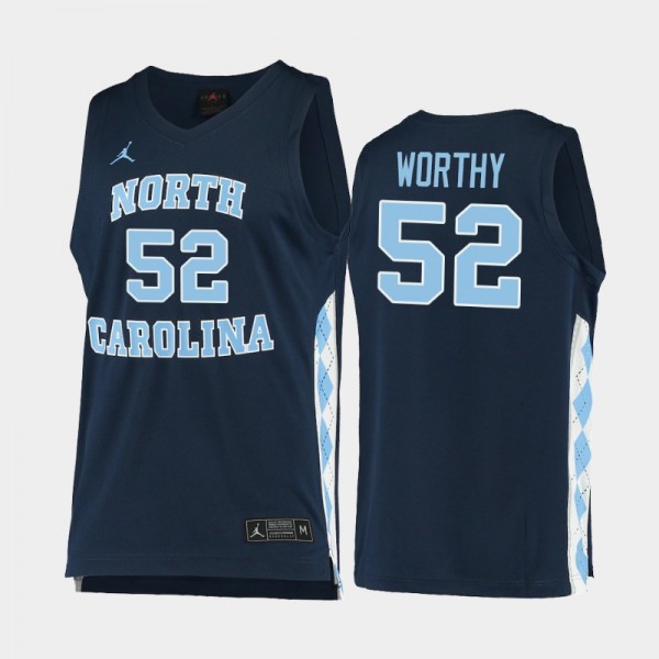 North Carolina Tar Heels Men's Basketball James Worthy #52 Navy Replica Jersey