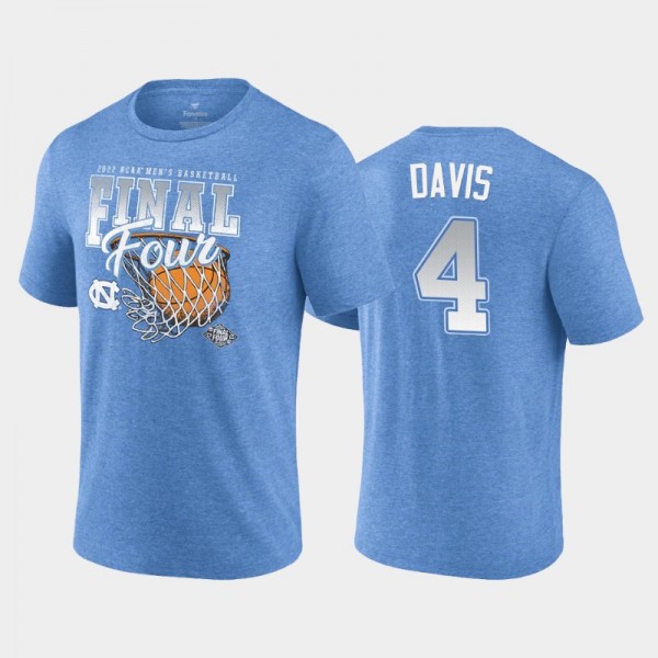 UNC Tar Heels College Basketball #4 RJ Davis Blue 2022 NCAA Men's Basketball Final Four Banners Triblend T-Shirt
