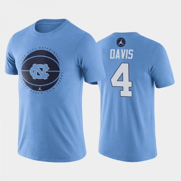 North Carolina Tar Heels College Basketball RJ Davis #4 Blue Basketball Icon T-Shirt