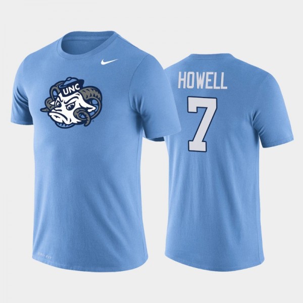 North Carolina Tar Heels College Football #7 Sam Howell Blue Legend T-Shirt