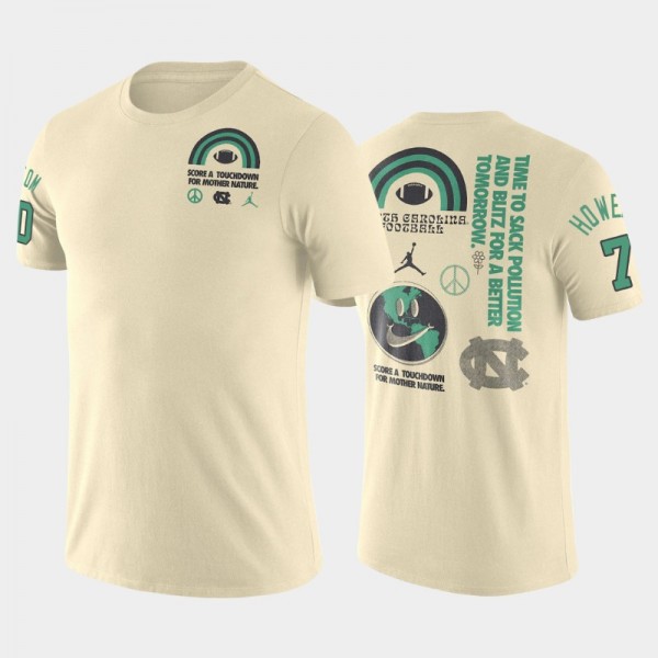 North Carolina Tar Heels College Football Sam Howell #7 Cream Sustainable T-Shirt