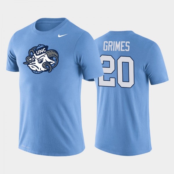 North Carolina Tar Heels College Football #20 Tony Grimes Blue Legend T-Shirt