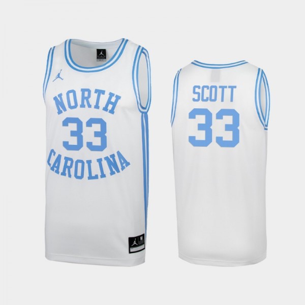 Youth UNC Tar Heels College Basketball Charlie Scott #33 White Retro Limited Jersey