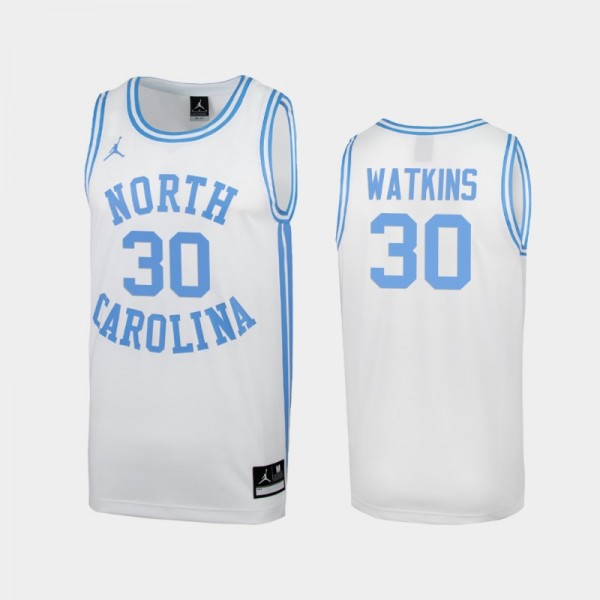 Youth UNC Tar Heels College Basketball Jackson Watkins #30 White Retro Limited Jersey