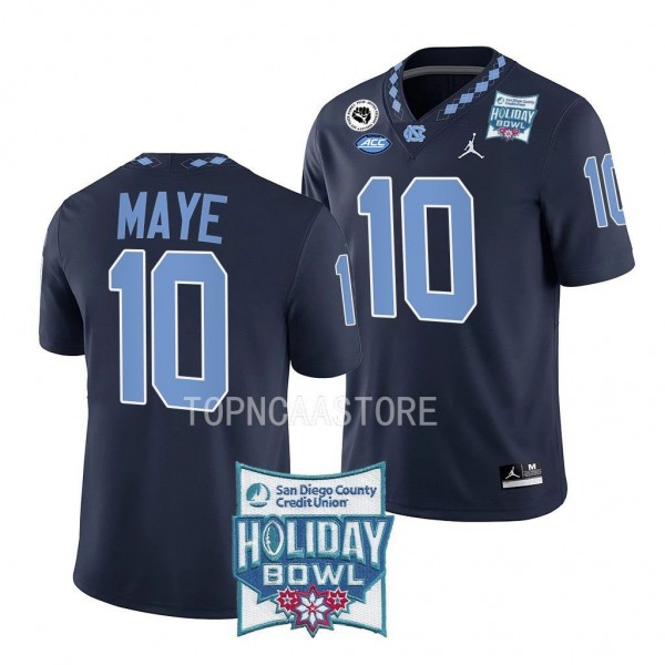 Drake Maye UNC Tar Heels 2022 Holiday Bowl Navy Alternate Football Jersey