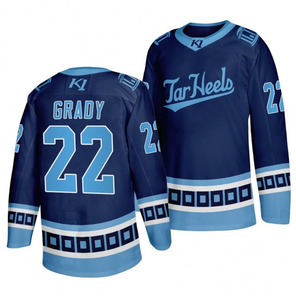 North Carolina Tar Heels Matt Grady College Hockey Navy #22 V-Neck Jersey 2023-24