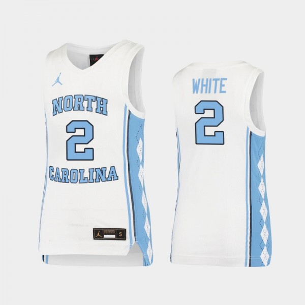 Youth North Carolina Tar Heels College Basketball #2 Coby White White Replica Jersey