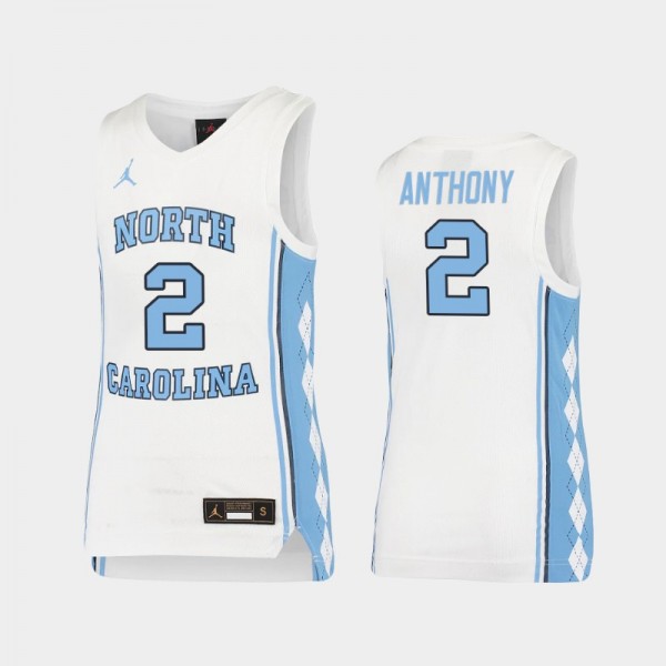 Youth North Carolina Tar Heels College Basketball #2 Cole Anthony White Replica Jersey