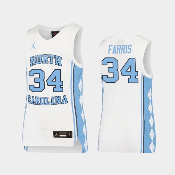 Youth North Carolina Tar Heels College Basketball #34 Duwe Farris White Replica Jersey