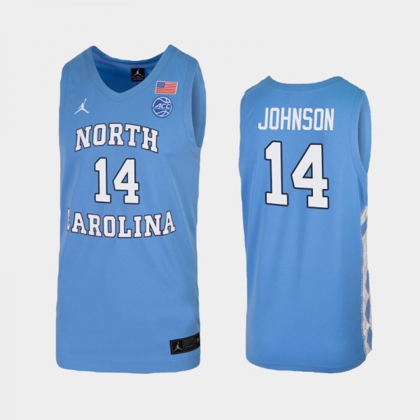 Women's Basketball UNC Tar Heels Puff Johnson #14 Blue Replica Jersey