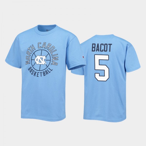 Youth North Carolina Tar Heels Armando Bacot #5 Basketball Blue T-Shirt
