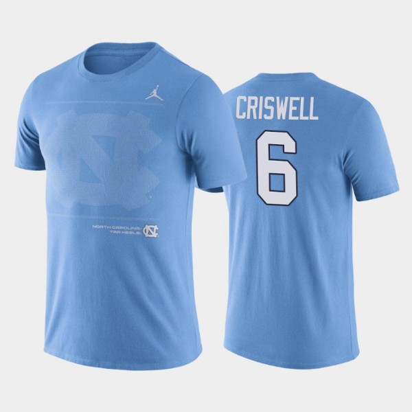 Youth North Carolina Tar Heels College Football Jacolby Criswell Team Issue Blue Cotton T-Shirt