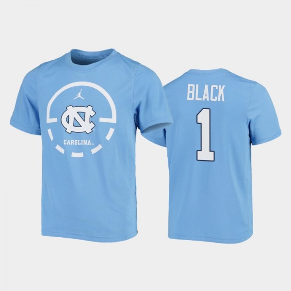 Youth North Carolina Tar Heels Leaky Black #1 Performance Blue T-Shirt